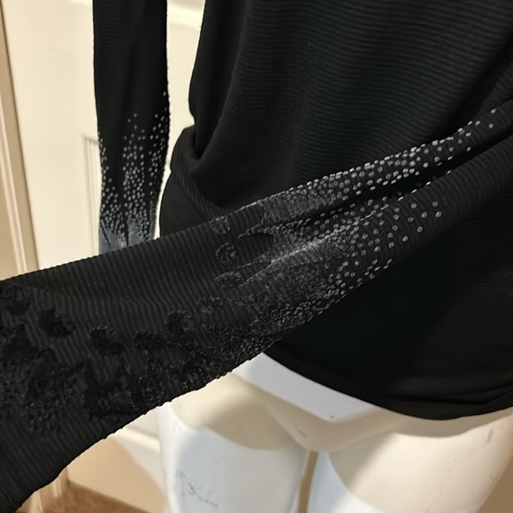 Cop Copine Black Sheer Funnel Neck. Crushed Velvet Sleeve design with thumb hole - Picture 3 of 11